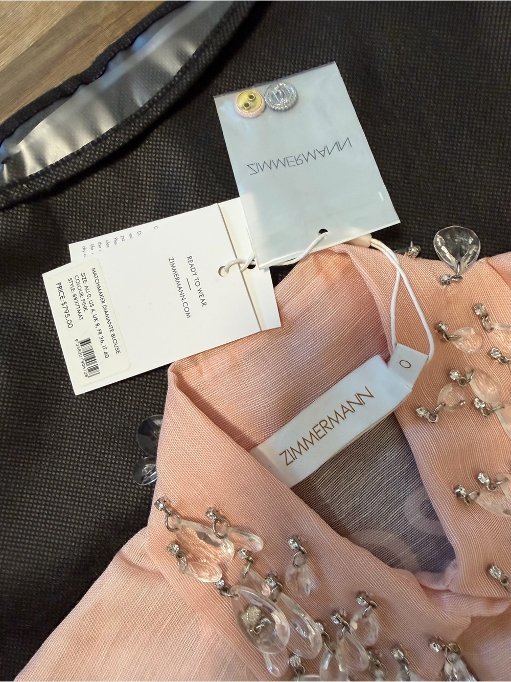 Zimmermann Matchmaker Embellished Pink Short-Sleeve Top - NWT - AU0/US4 - Picture 2 of 10